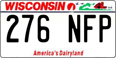 WI license plate 276NFP