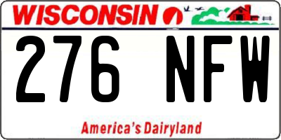 WI license plate 276NFW