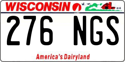 WI license plate 276NGS