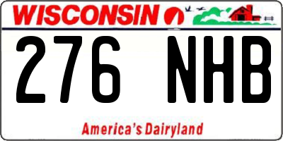 WI license plate 276NHB
