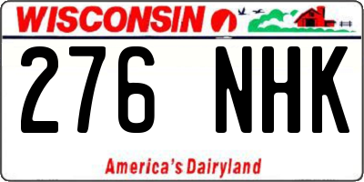 WI license plate 276NHK