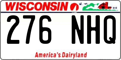 WI license plate 276NHQ