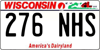 WI license plate 276NHS