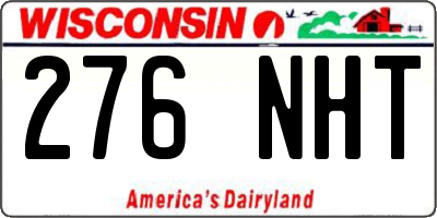 WI license plate 276NHT