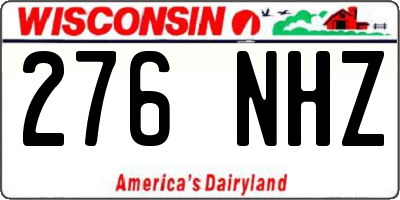 WI license plate 276NHZ