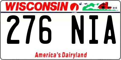 WI license plate 276NIA