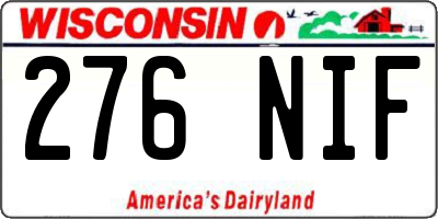 WI license plate 276NIF