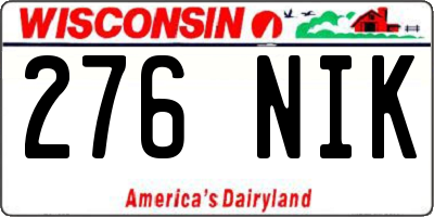 WI license plate 276NIK
