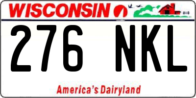WI license plate 276NKL