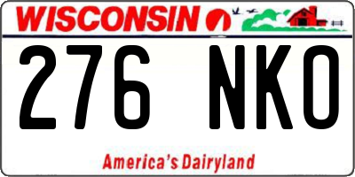 WI license plate 276NKO