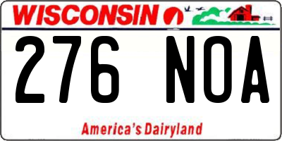 WI license plate 276NOA