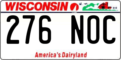 WI license plate 276NOC