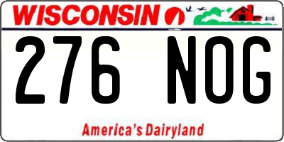 WI license plate 276NOG