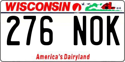 WI license plate 276NOK
