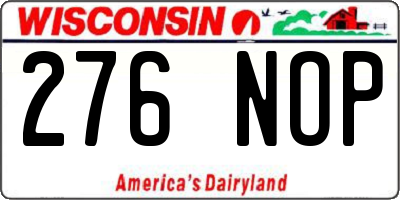 WI license plate 276NOP
