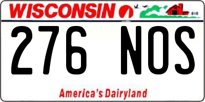 WI license plate 276NOS