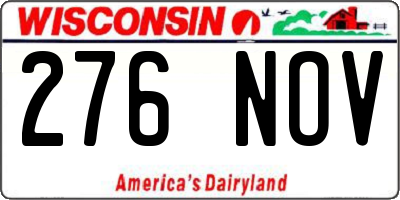WI license plate 276NOV