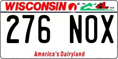 WI license plate 276NOX