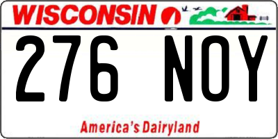 WI license plate 276NOY
