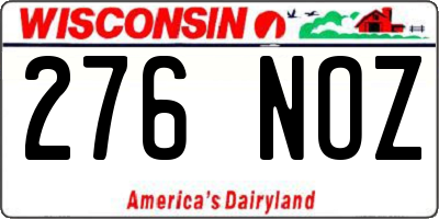 WI license plate 276NOZ