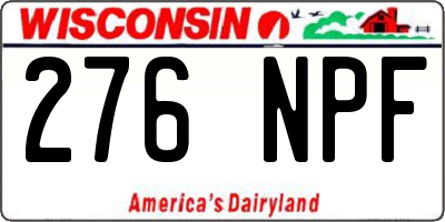 WI license plate 276NPF