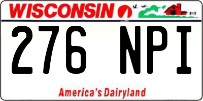 WI license plate 276NPI