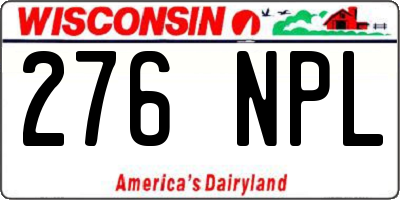WI license plate 276NPL