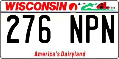 WI license plate 276NPN