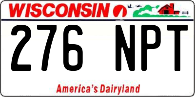 WI license plate 276NPT