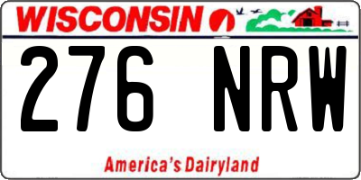 WI license plate 276NRW