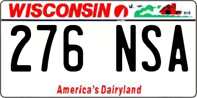 WI license plate 276NSA