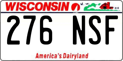 WI license plate 276NSF
