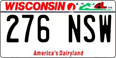 WI license plate 276NSW
