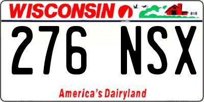 WI license plate 276NSX