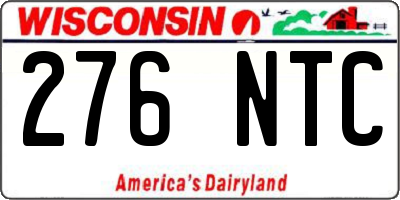 WI license plate 276NTC