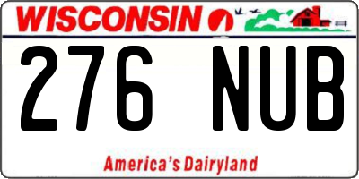 WI license plate 276NUB