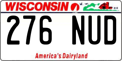 WI license plate 276NUD