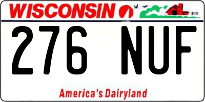 WI license plate 276NUF