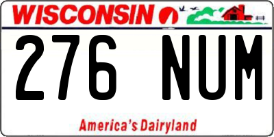 WI license plate 276NUM