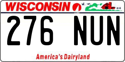 WI license plate 276NUN