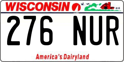 WI license plate 276NUR