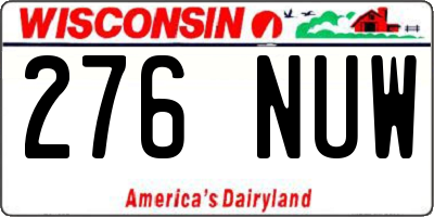 WI license plate 276NUW