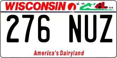 WI license plate 276NUZ