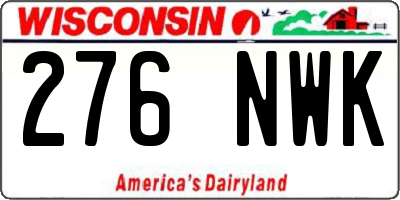 WI license plate 276NWK