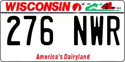 WI license plate 276NWR