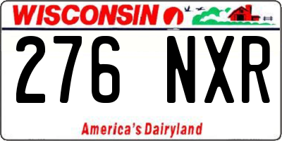 WI license plate 276NXR