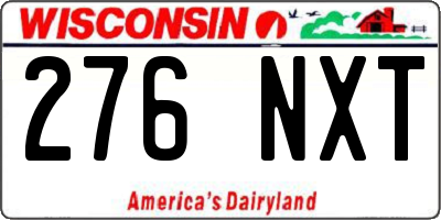 WI license plate 276NXT