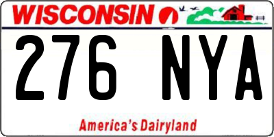 WI license plate 276NYA