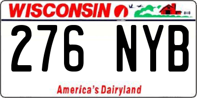 WI license plate 276NYB