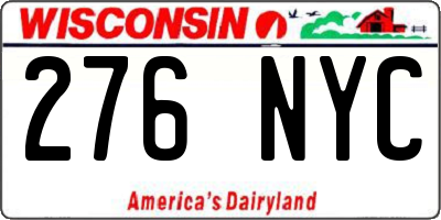 WI license plate 276NYC